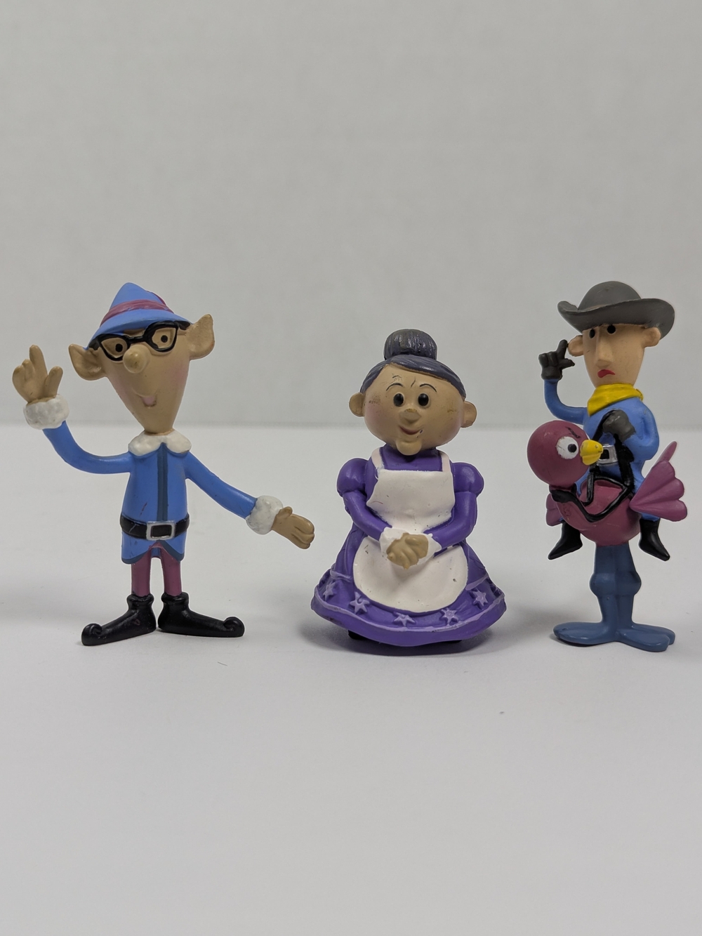 2002 Rudolph Playing Mantis 3 Pc Figure Set Hermey Elf Mrs Claus Misfit Cowboy